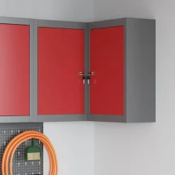 vidaXL Gereedschapskast met plank Rood en Grijs 55 x 55 x 55 cm