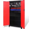vidaXL Gereedschapskast met kist 90x40x180 cm staal rood en zwart