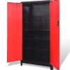 vidaXL Gereedschapskast met 2 deuren 90x40x180 cm staal zwart en rood