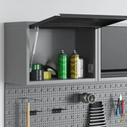 vidaXL Gereedschapskast met opslag Zwart en Grijs 50 x 25 x 35 cm