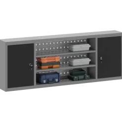 vidaXL Gereedschapskast met plank Zwart en Grijs 150 x 20 x 55 cm