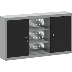 vidaXL Gereedschapskast met plank Zwart en Grijs 50 x 20 x 55 cm