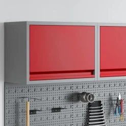 vidaXL Gereedschapskast met opslag Rood en Grijs 50 x 25 x 35 cm