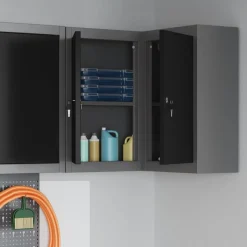 vidaXL Gereedschapskast met plank Zwart en Grijs 55 x 55 x 55 cm