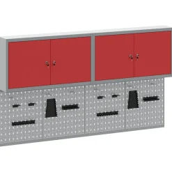 vidaXL Gereedschapskast set met plank 6 pcs Rood Gepoedercoat staal