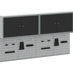vidaXL Gereedschapskast set met plank 6 pcs Zwart Gepoedercoat staal