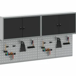 vidaXL Gereedschapskast set met plank 6 pcs Zwart Gepoedercoat staal