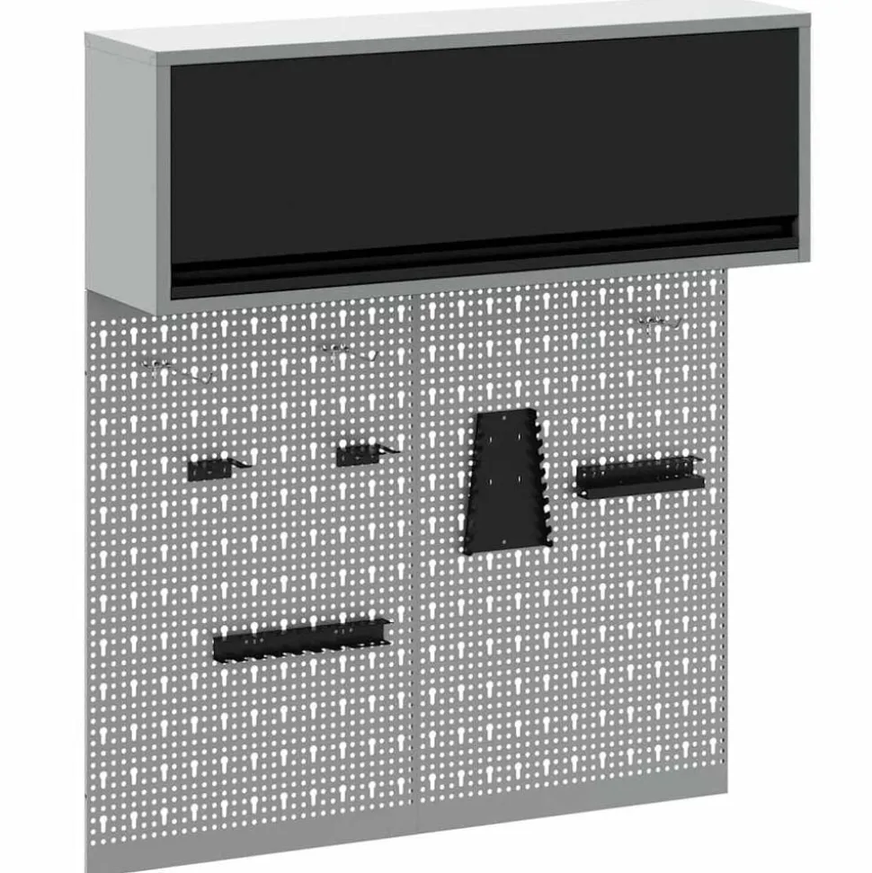 vidaXL Gereedschapskast set met plank 3 pcs Zwart Gepoedercoat staal