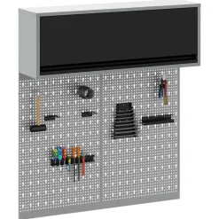 vidaXL Gereedschapskast set met plank 3 pcs Zwart Gepoedercoat staal
