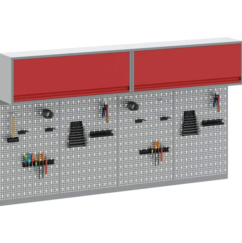 vidaXL Gereedschapskast set met plank 6 pcs Rood Gepoedercoat staal