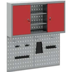 vidaXL Gereedschapskast set met plank 3 pcs Rood Gepoedercoat staal