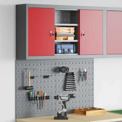vidaXL Gereedschapskast set met plank 3 pcs Rood Gepoedercoat staal