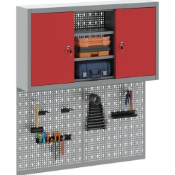 vidaXL Gereedschapskast set met plank 3 pcs Rood Gepoedercoat staal