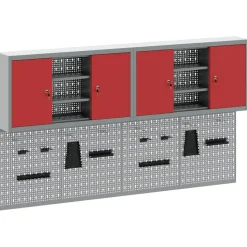 vidaXL Gereedschapskast set met plank 6 pcs Rood Gepoedercoat staal