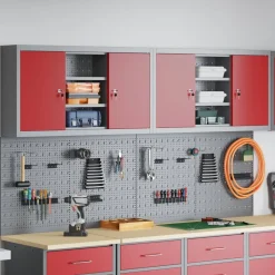 vidaXL Gereedschapskast set met plank 6 pcs Rood Gepoedercoat staal