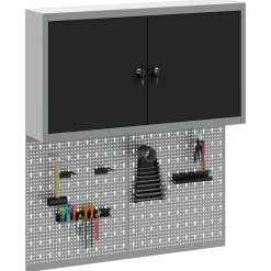 vidaXL Gereedschapskast set met plank 3 pcs Zwart Gepoedercoat staal