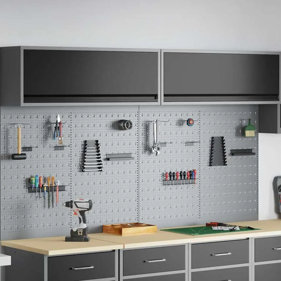 vidaXL Gereedschapskast set met plank 6 pcs Zwart Gepoedercoat staal