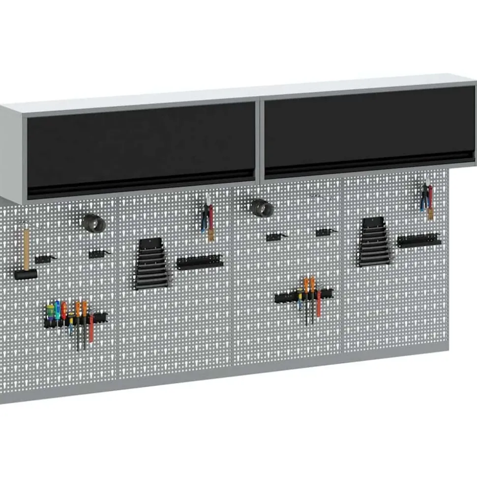 vidaXL Gereedschapskast set met plank 6 pcs Zwart Gepoedercoat staal