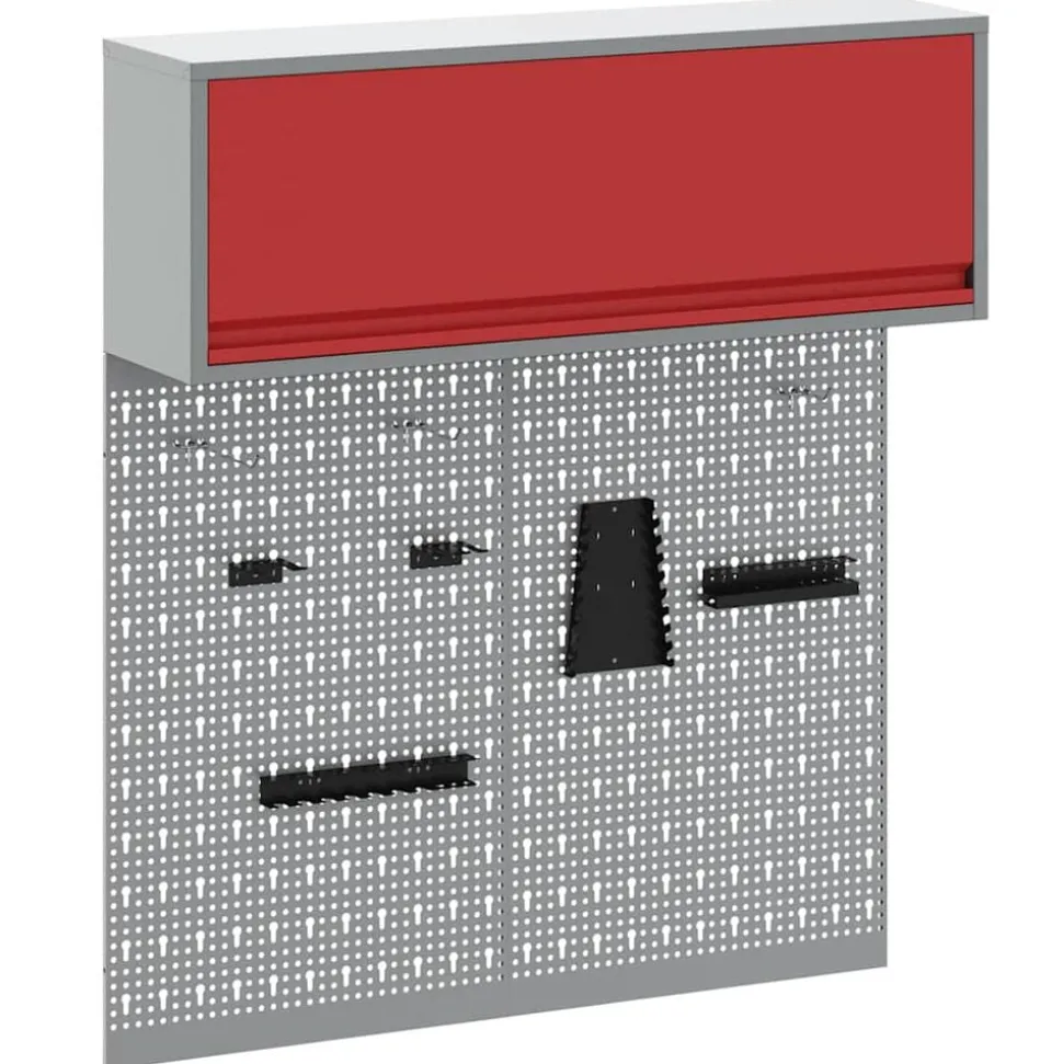 vidaXL Gereedschapskast set met plank 3 pcs Rood Gepoedercoat staal