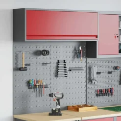 vidaXL Gereedschapskast set met plank 3 pcs Rood Gepoedercoat staal