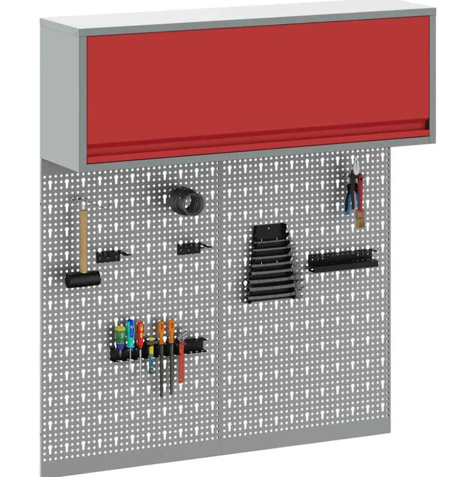vidaXL Gereedschapskast set met plank 3 pcs Rood Gepoedercoat staal