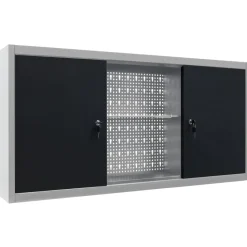 vidaXL Gereedschapskast voor aan de wand metaal grijs en zwart