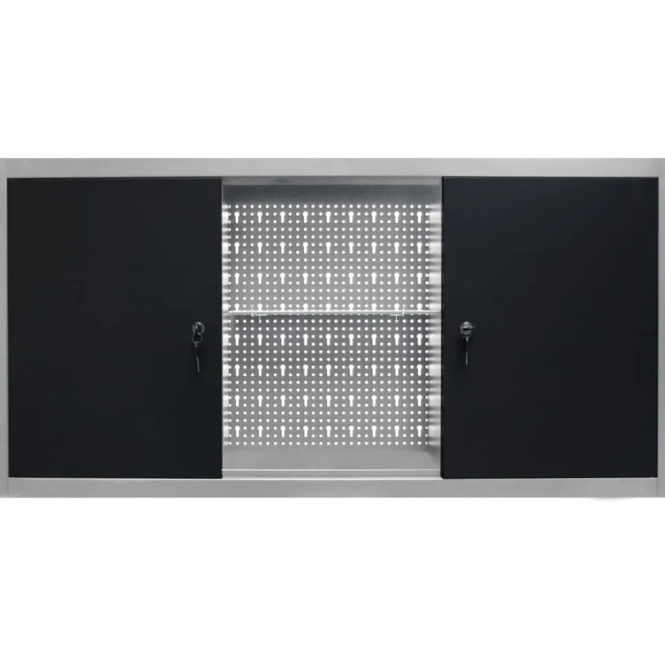 vidaXL Gereedschapskast voor aan de wand metaal grijs en zwart