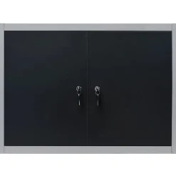 vidaXL Gereedschapskast voor aan de wand metaal grijs en zwart