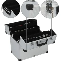 vidaXL Gereedschapskoffer 38x22,5x34 cm aluminium zilverkleurig