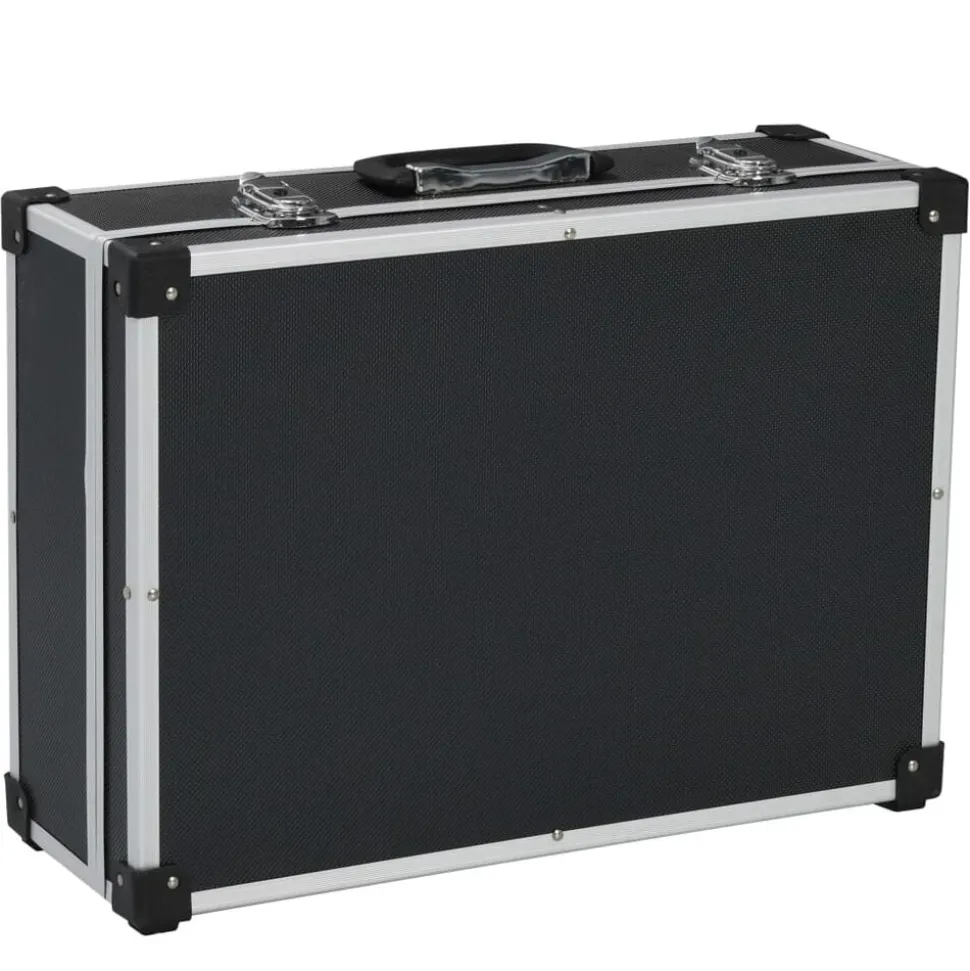 vidaXL Gereedschapskoffer 46x33x16 cm aluminium zwart