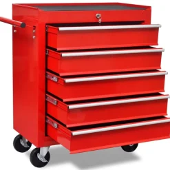 vidaXL Gereedschapswagen 5 lades rood