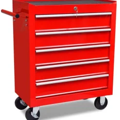 vidaXL Gereedschapswagen 5 lades rood