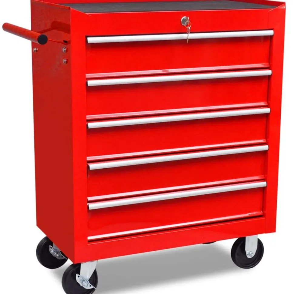 vidaXL Gereedschapswagen 5 lades rood