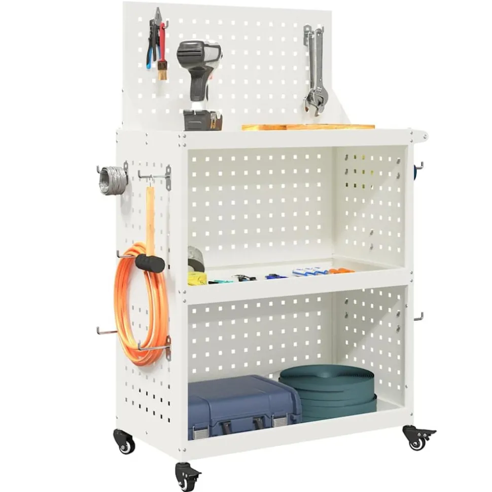 vidaXL Gereedschapswagen Wit 65 x 35 x 111 cm Koudgewalst staal