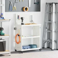 vidaXL Gereedschapswagen Wit 65 x 35 x 111 cm Koudgewalst staal