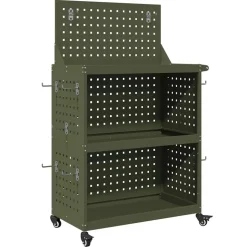 vidaXL Gereedschapswagen met plank Olijf Groen 65 x 35 x 111 cm