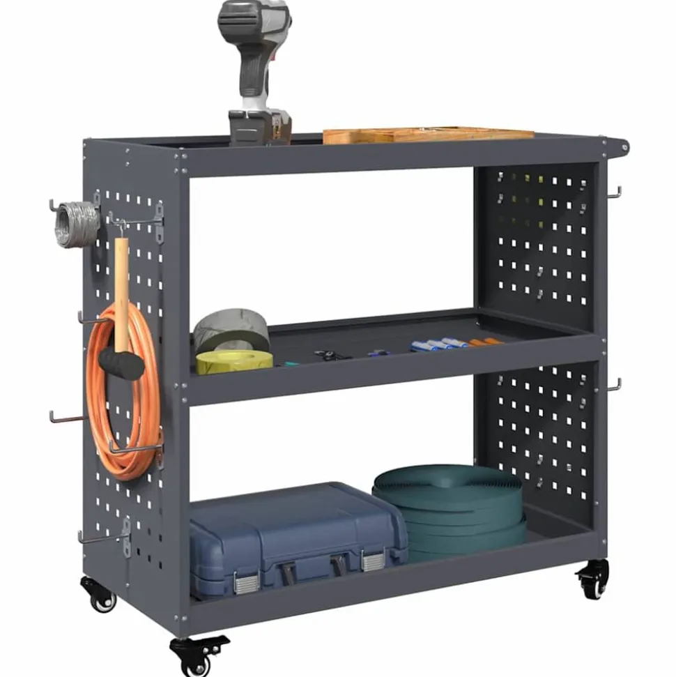 vidaXL Gereedschapswagen Antraciet 75 x 35 x 73 cm Koudgewalst staal
