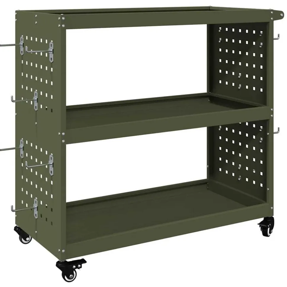 vidaXL Gereedschapswagen Olijf Groen 75 x 35 x 73 cm Koudgewalst staal