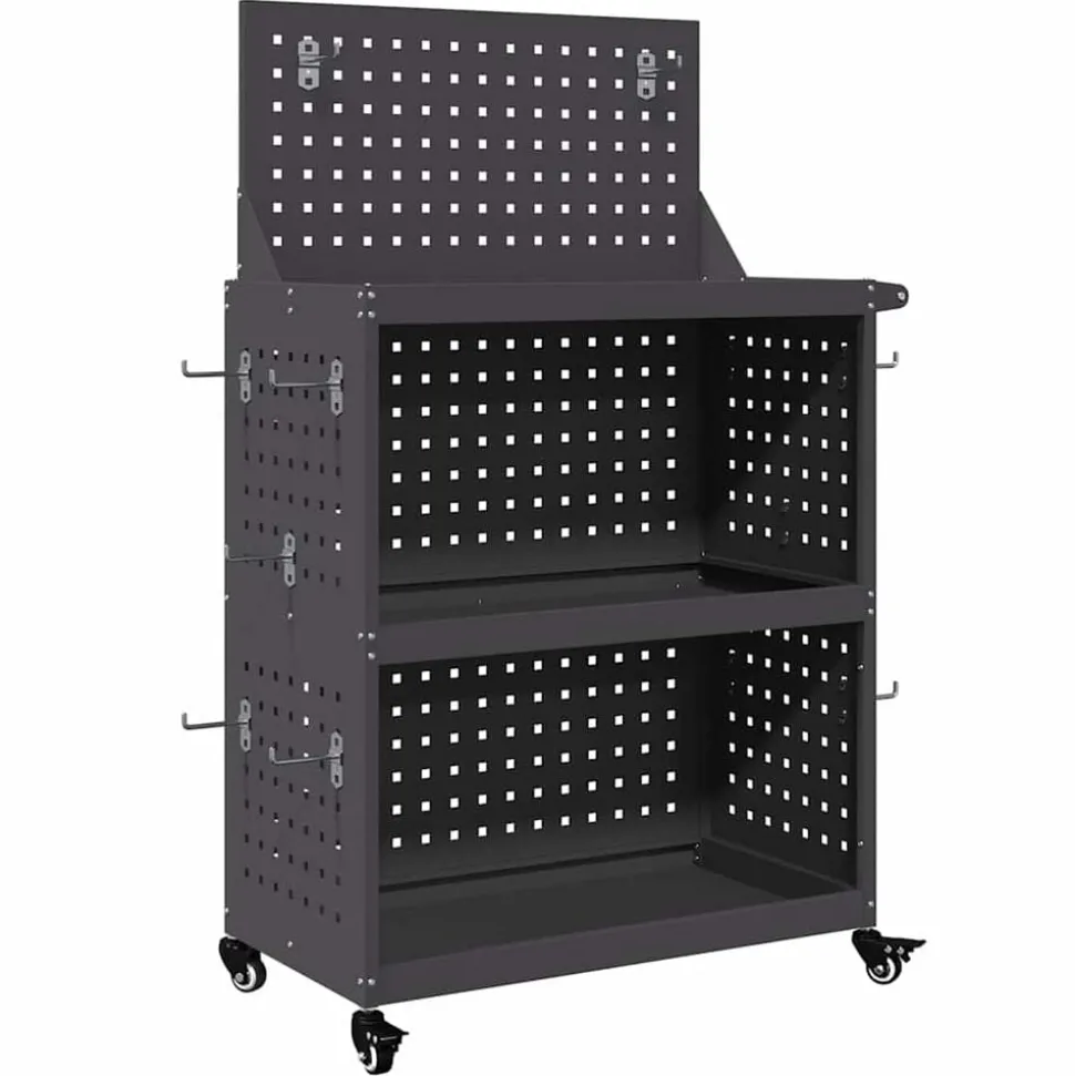 vidaXL Gereedschapswagen Zwart 65 x 35 x 111 cm Koudgewalst staal