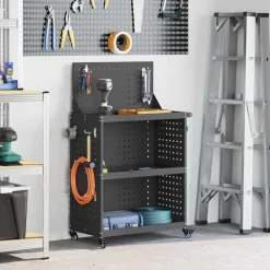 vidaXL Gereedschapswagen Zwart 65 x 35 x 111 cm Koudgewalst staal