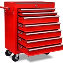 vidaXL Gereedschapswagen 7 lades rood