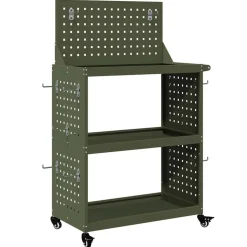 vidaXL Gereedschapswagen met plank Olijf Groen 65 x 35 x 111 cm