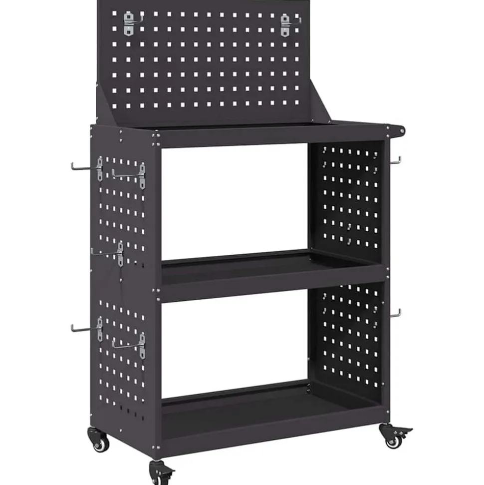 vidaXL Gereedschapswagen Zwart 65 x 35 x 111 cm Koudgewalst staal