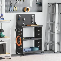 vidaXL Gereedschapswagen Zwart 65 x 35 x 111 cm Koudgewalst staal