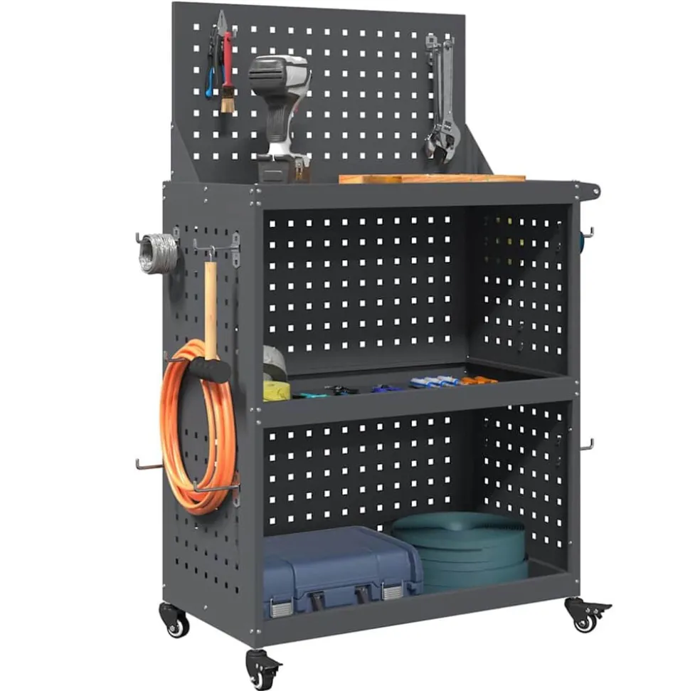 vidaXL Gereedschapswagen Antraciet 65 x 35 x 111 cm Koudgewalst staal