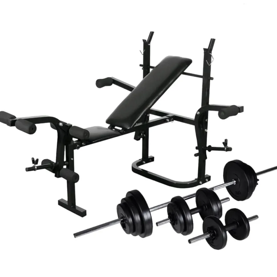 vidaXL Gewichtenbank met gewichtenrek en halterset 30,5 kg