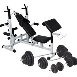 vidaXL Gewichtenbank met gewichtenrek en halterset 120 kg