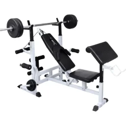 vidaXL Gewichtenbank met gewichtenrek en halterset 120 kg