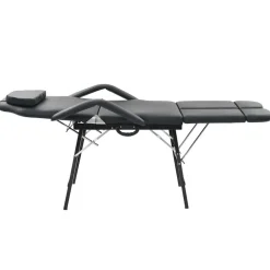 vidaXL Gezichtsbehandelstoel draagbaar 185x78x76 cm kunstleer zwart