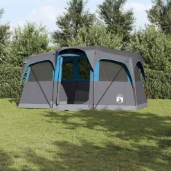 vidaXL Gezinstent Blauw en Grijs 435 x 255 x 216 cm Polyester en staal